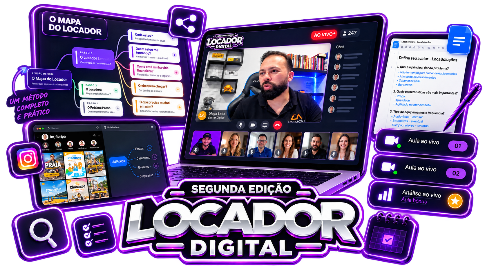 Kit Locador Digital no Bolso — Mapa do Locador, rota prática e aula bônus